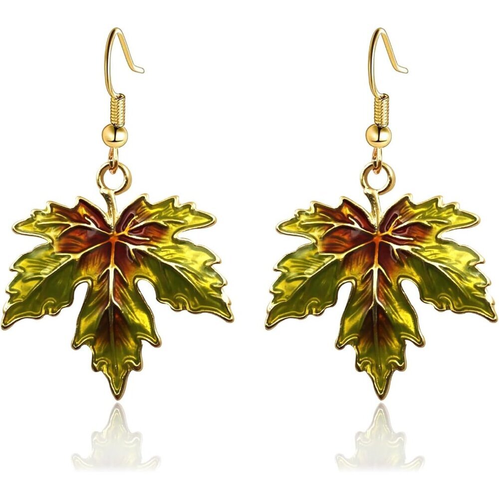 Thanksgiving Day Earrings for Women Cute Thanksgiving Turkey Maple Leaf Dangle E